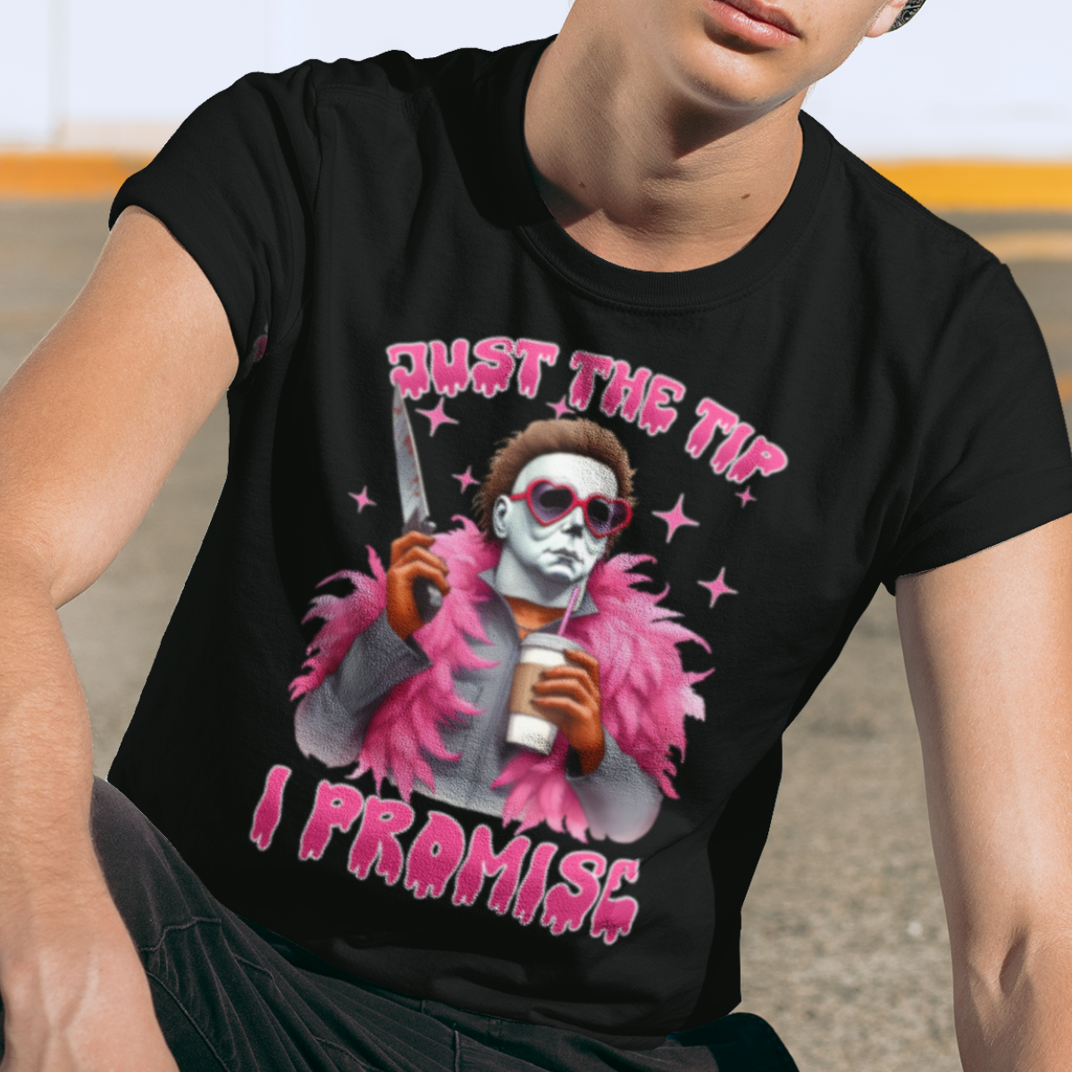 Michael and Jason Halloween Shirts - Just The Tip I Promise & Bi***es Be Trippin