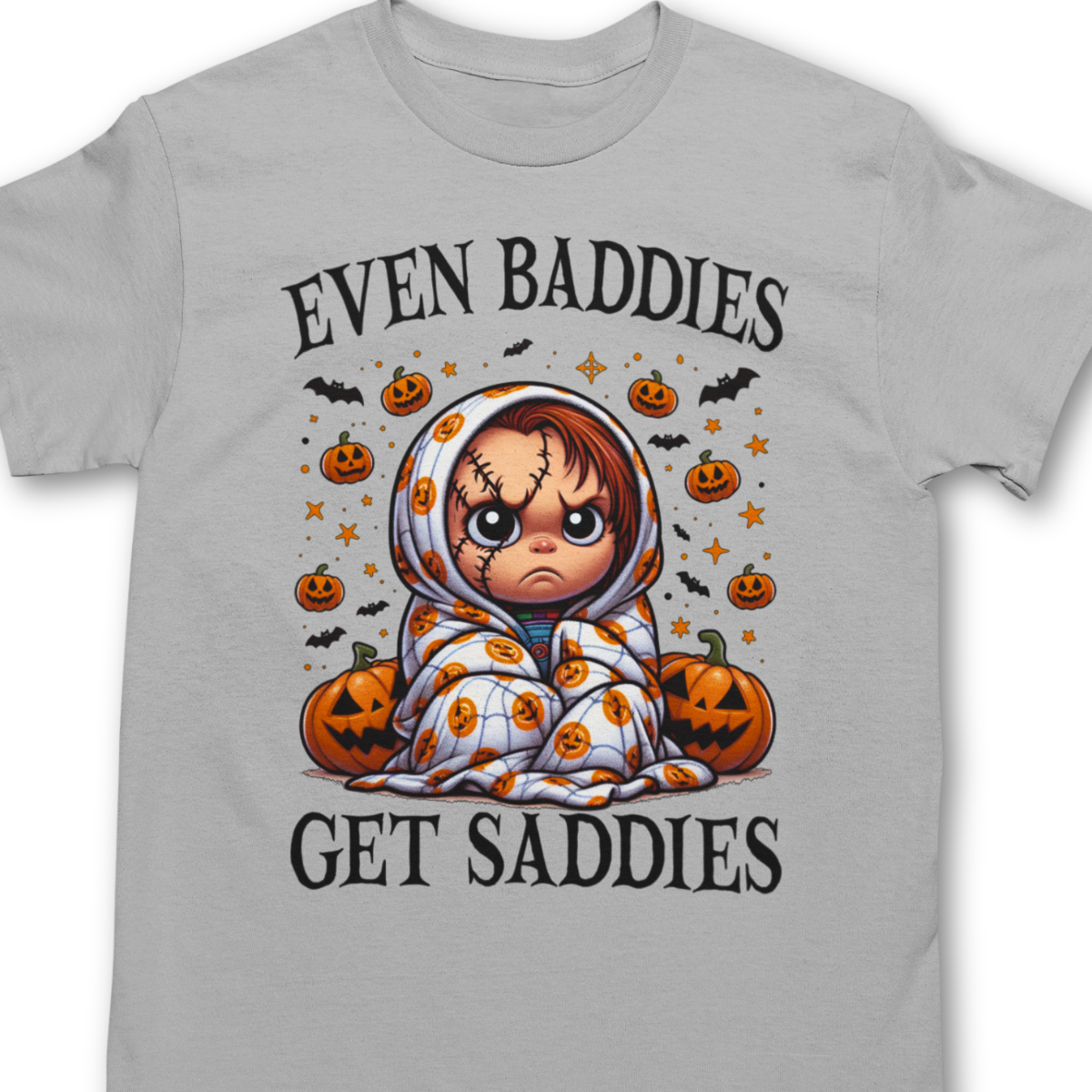 Even Baddies Get Saddies Halloween Shirt - Unisex Spooky Season T-Shirt for Men or Women