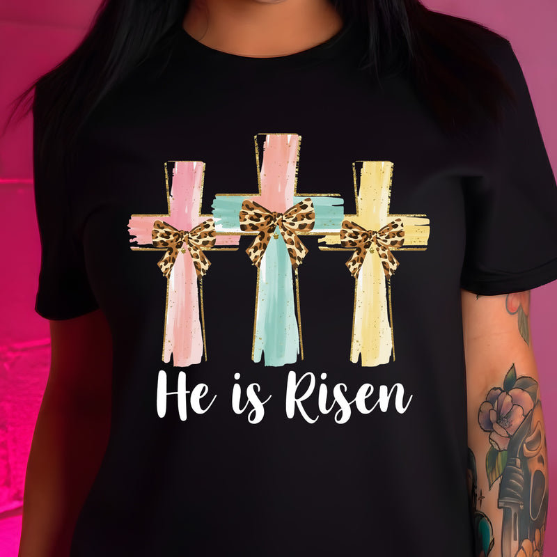 Pastel Brushstroke Crosses And Leopard Bows - DTF Transfer