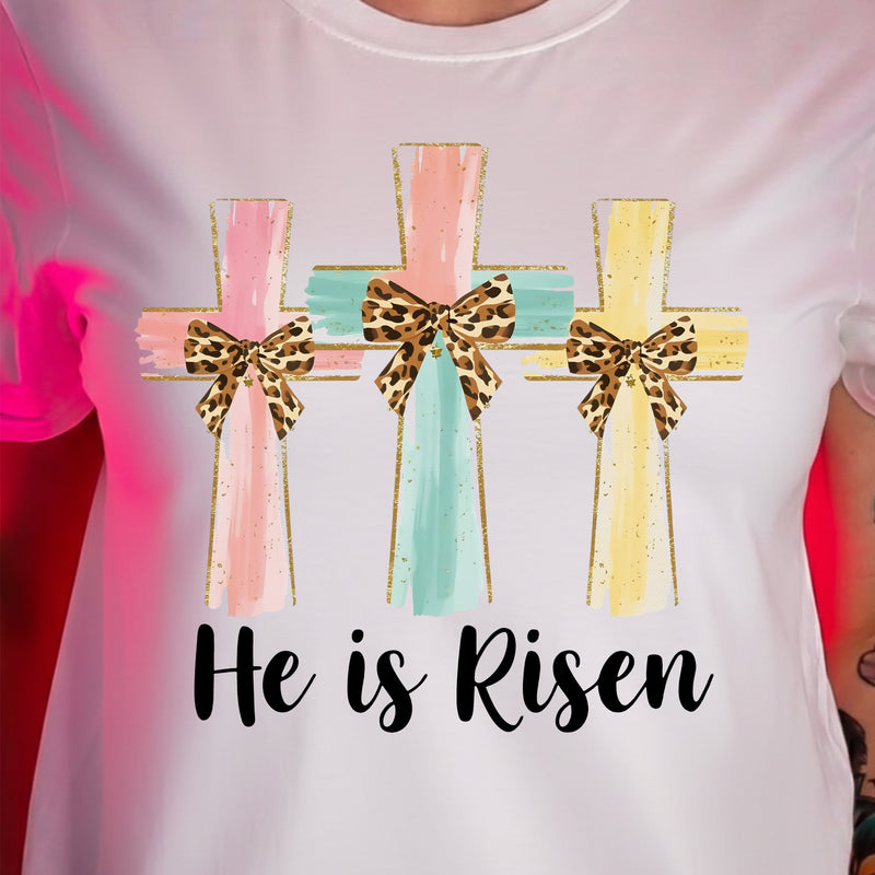 Pastel Brushstroke Crosses And Leopard Bows - DTF Transfer