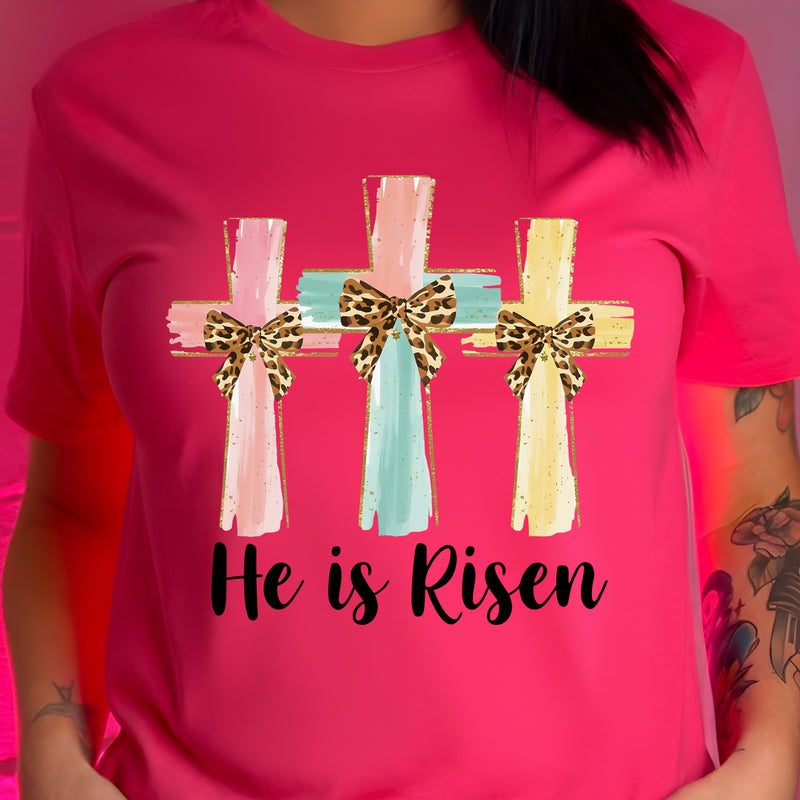 Pastel Brushstroke Crosses And Leopard Bows - DTF Transfer
