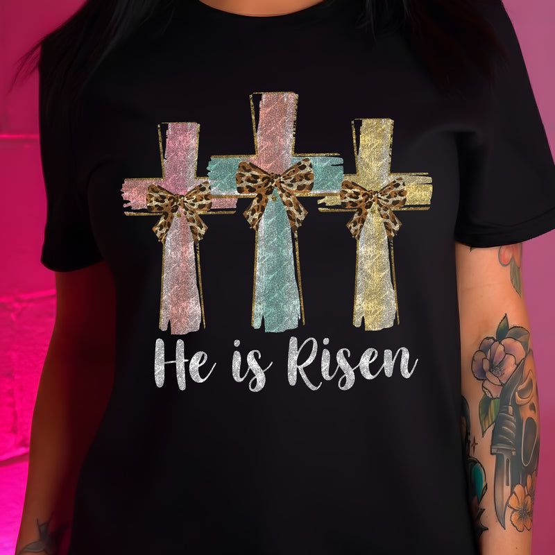 Pastel Brushstroke Crosses And Leopard Bows - DTF Transfer