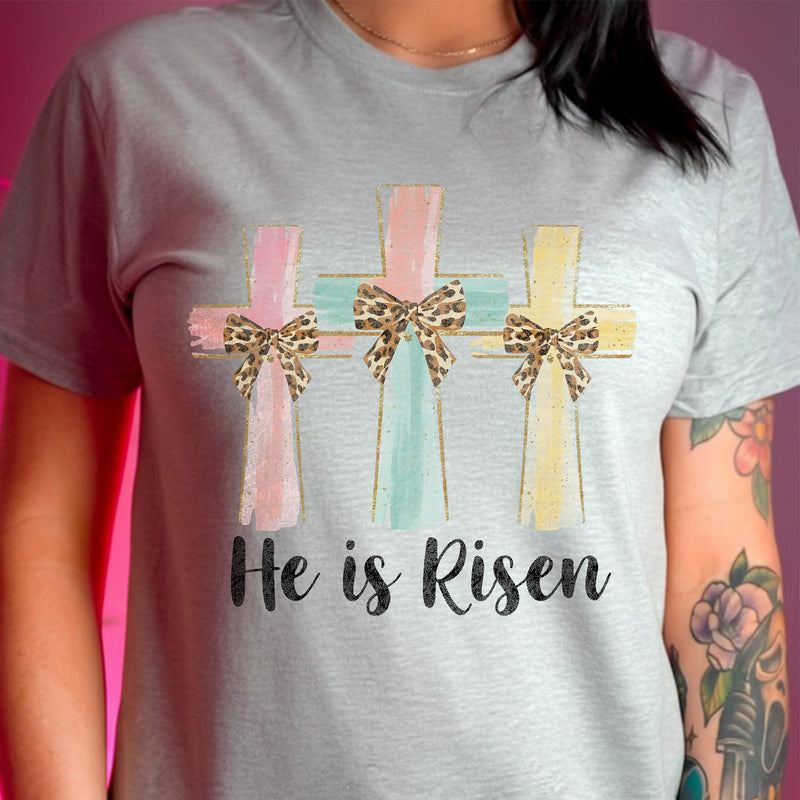 Pastel Brushstroke Crosses And Leopard Bows - DTF Transfer