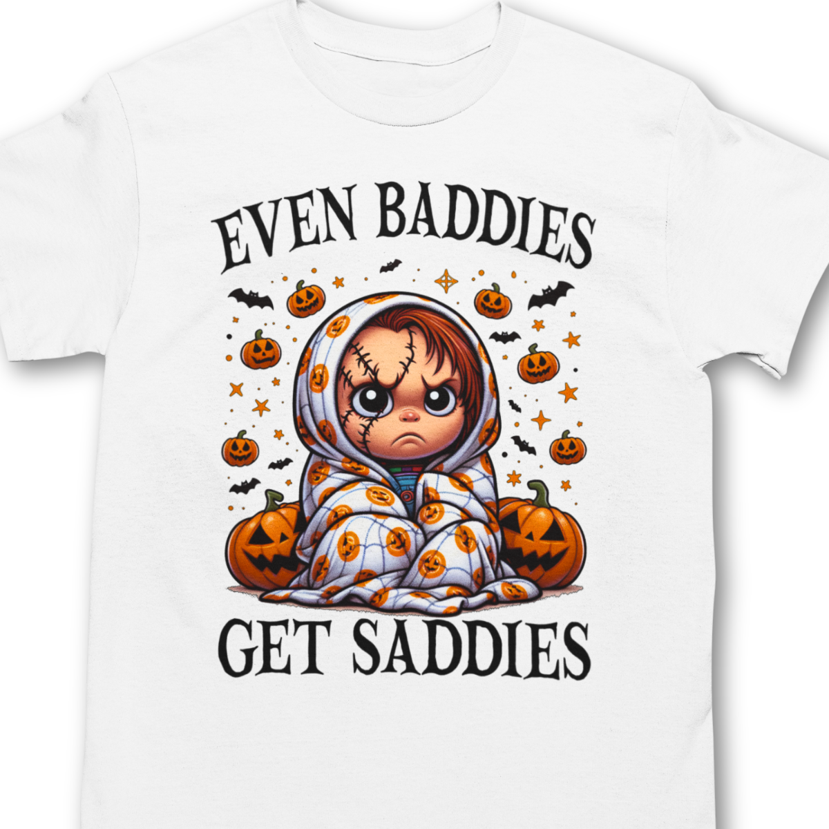 Even Baddies Get Saddies Halloween Shirt - Unisex Spooky Season T-Shirt for Men or Women