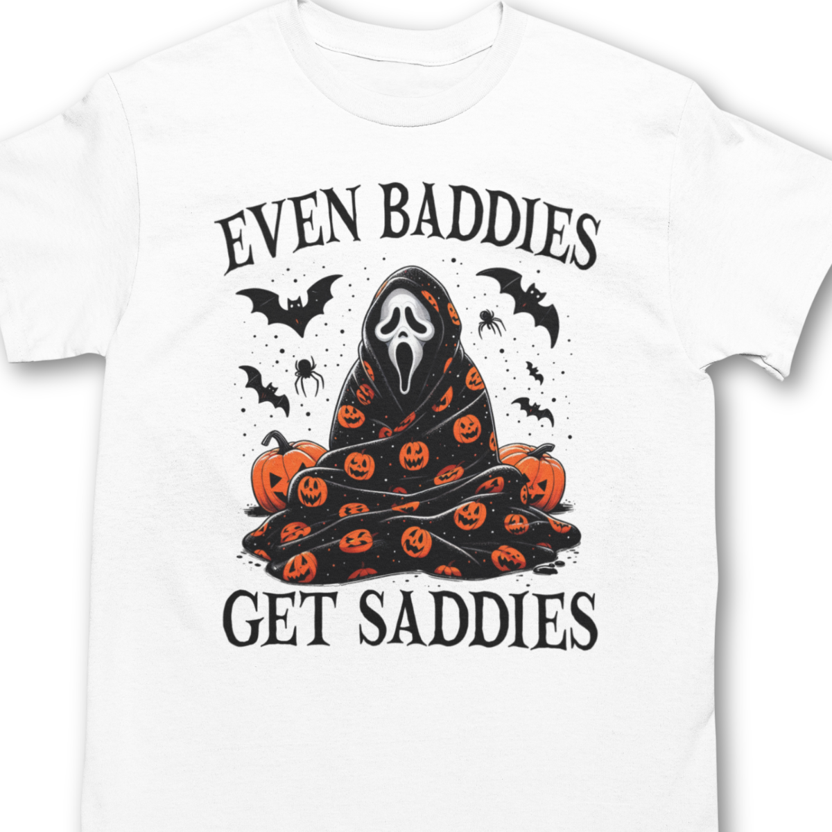 Even Baddies Get Saddies Halloween Shirt - Unisex Spooky Season T-Shirt for Men or Women
