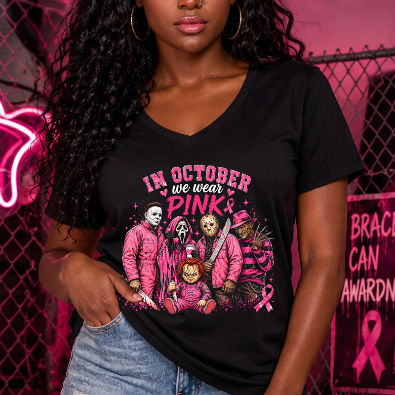 Horror Movie Breast Cancer Awareness DTF Transfer