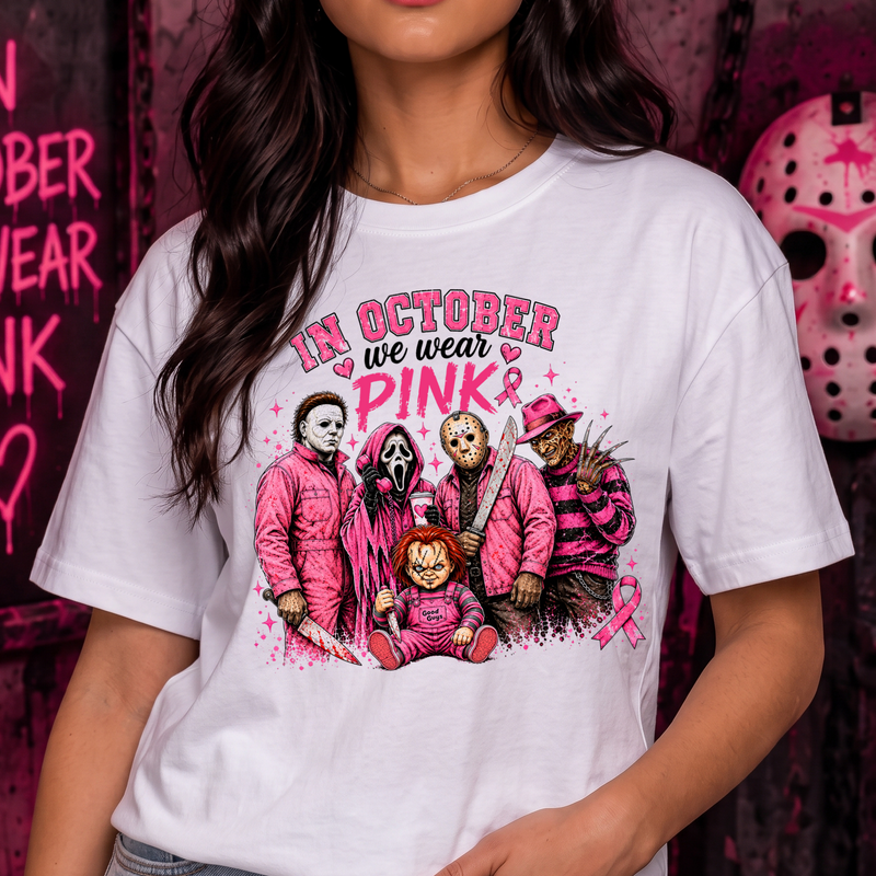 Horror Movie Breast Cancer Awareness DTF Transfer