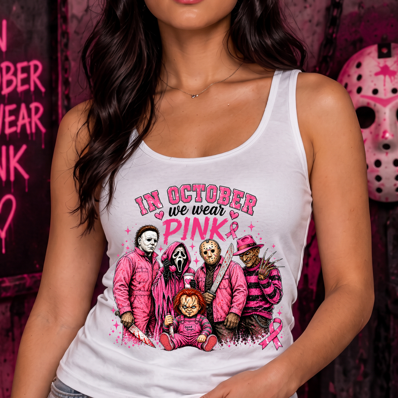 Horror Movie Breast Cancer Awareness DTF Transfer