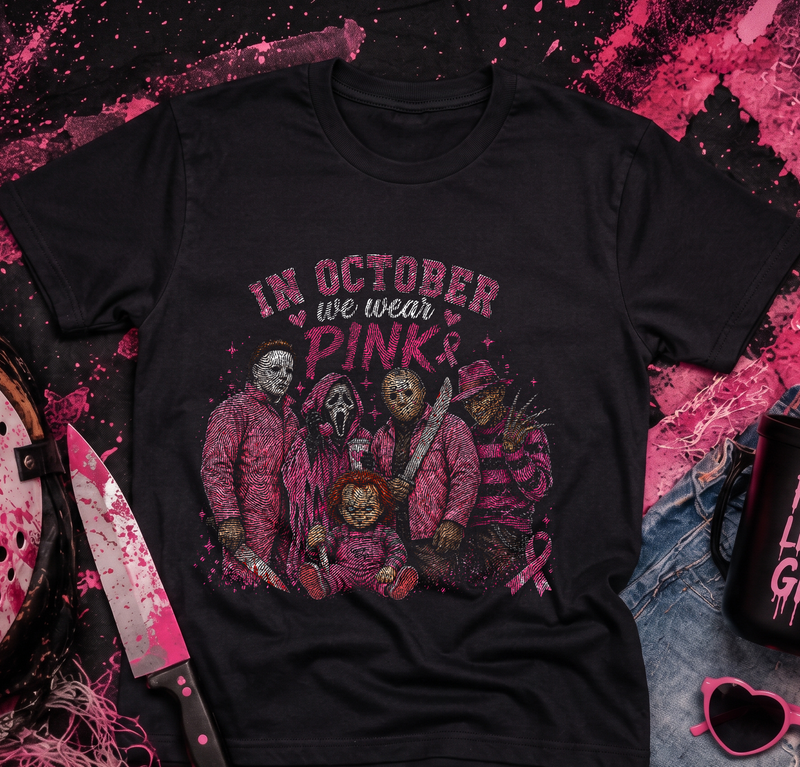 Horror Movie Breast Cancer Awareness DTF Transfer