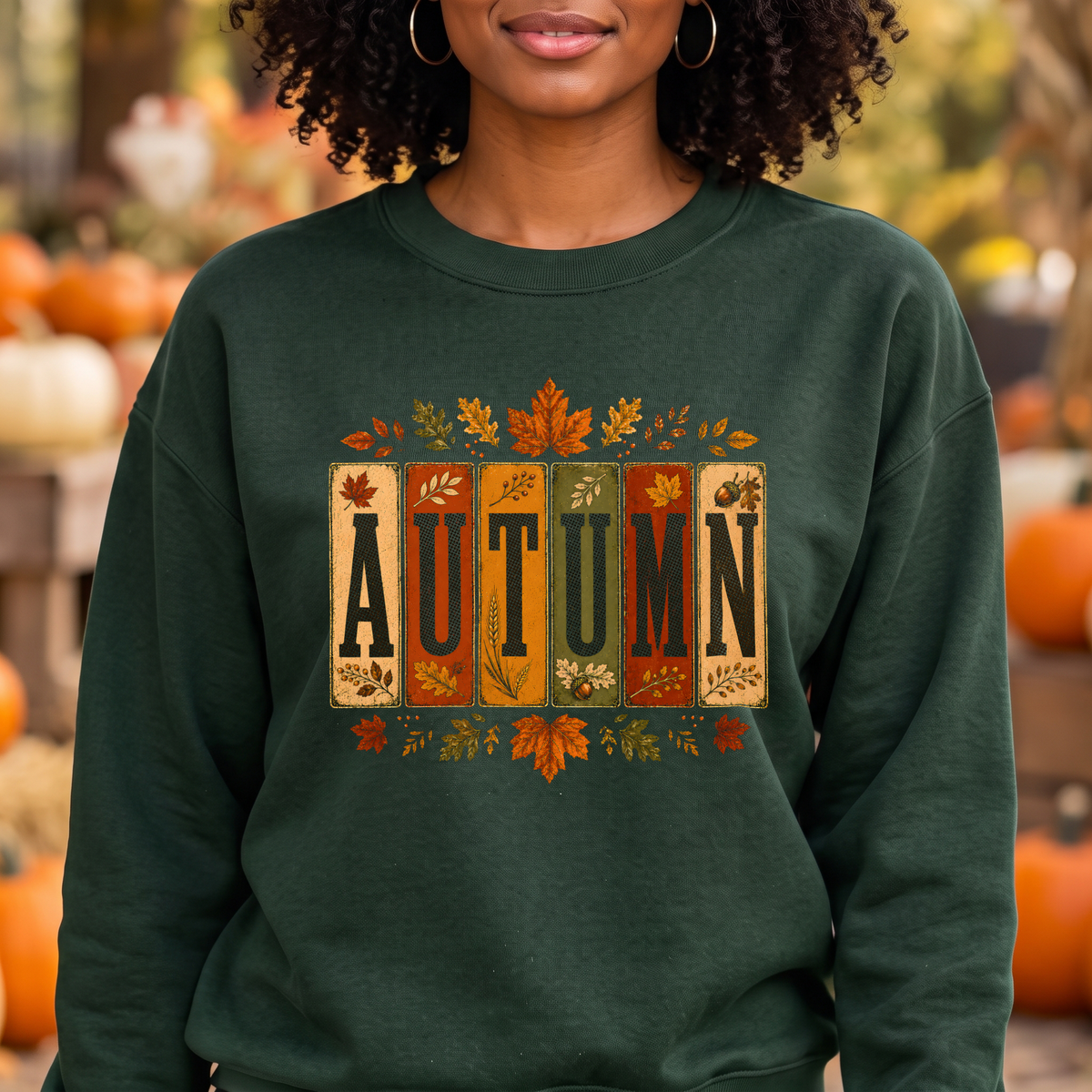 Vintage Fall Foliage Vertical Slate DTF Transfer