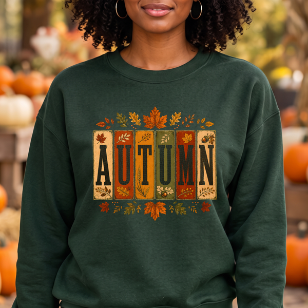 Vintage Fall Foliage Vertical Slate DTF Transfer