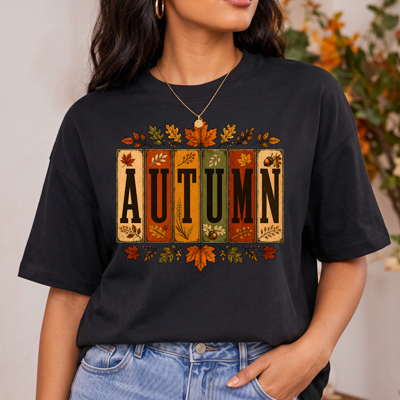 Vintage Fall Foliage Vertical Slate DTF Transfer