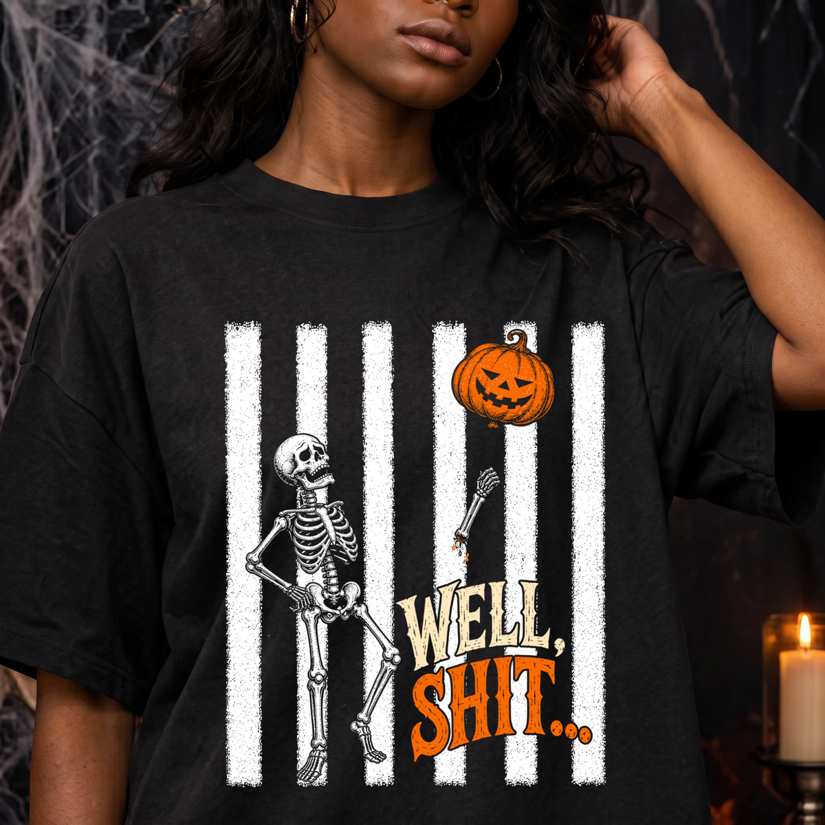 Pumpkin Balloon Skeleton Sarcastic DTF Transfer