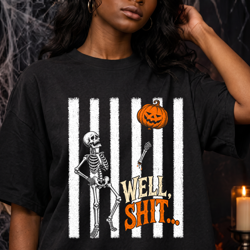 Pumpkin Balloon Skeleton Sarcastic DTF Transfer