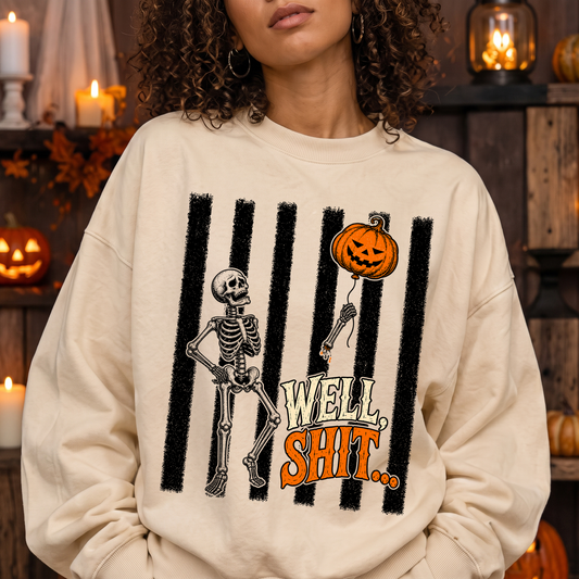 Pumpkin Balloon Skeleton Sarcastic DTF Transfer
