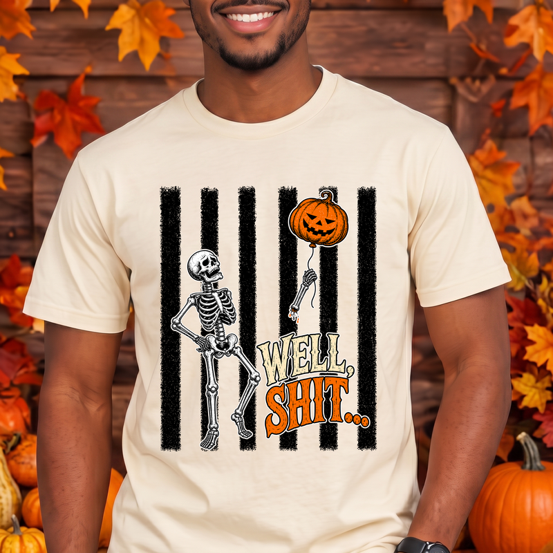 Pumpkin Balloon Skeleton Sarcastic DTF Transfer