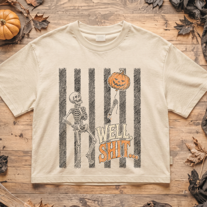 Pumpkin Balloon Skeleton Sarcastic DTF Transfer