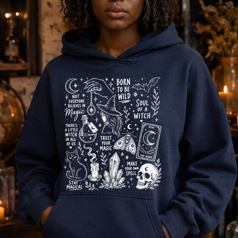White Line Art Spooky Icons DTF Transfer