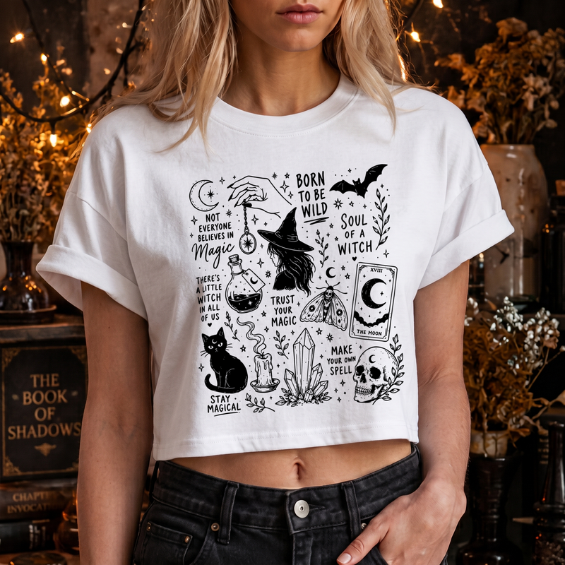 White Line Art Spooky Icons DTF Transfer