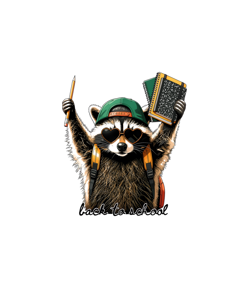 Back-to-School Raccoon Cool Trash Panda - DTF Transfer