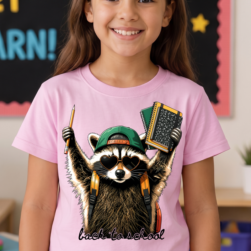 Back-to-School Raccoon Cool Trash Panda - DTF Transfer