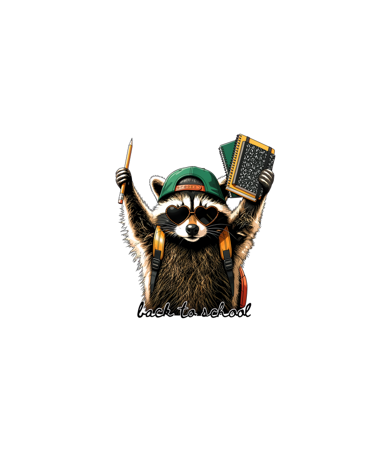 Back-to-School Raccoon Cool Trash Panda - DTF Transfer
