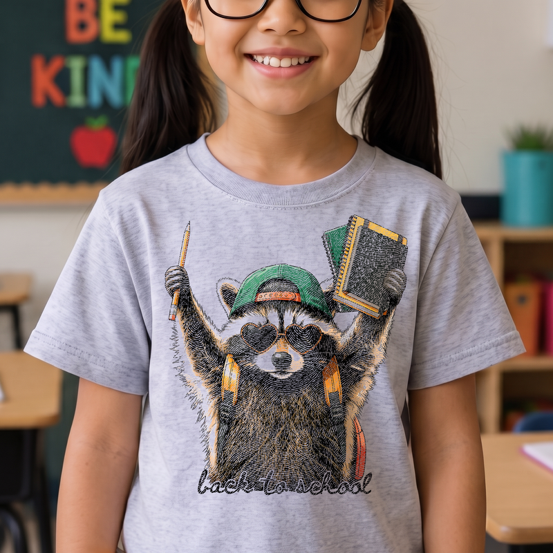 Back-to-School Raccoon Cool Trash Panda - DTF Transfer