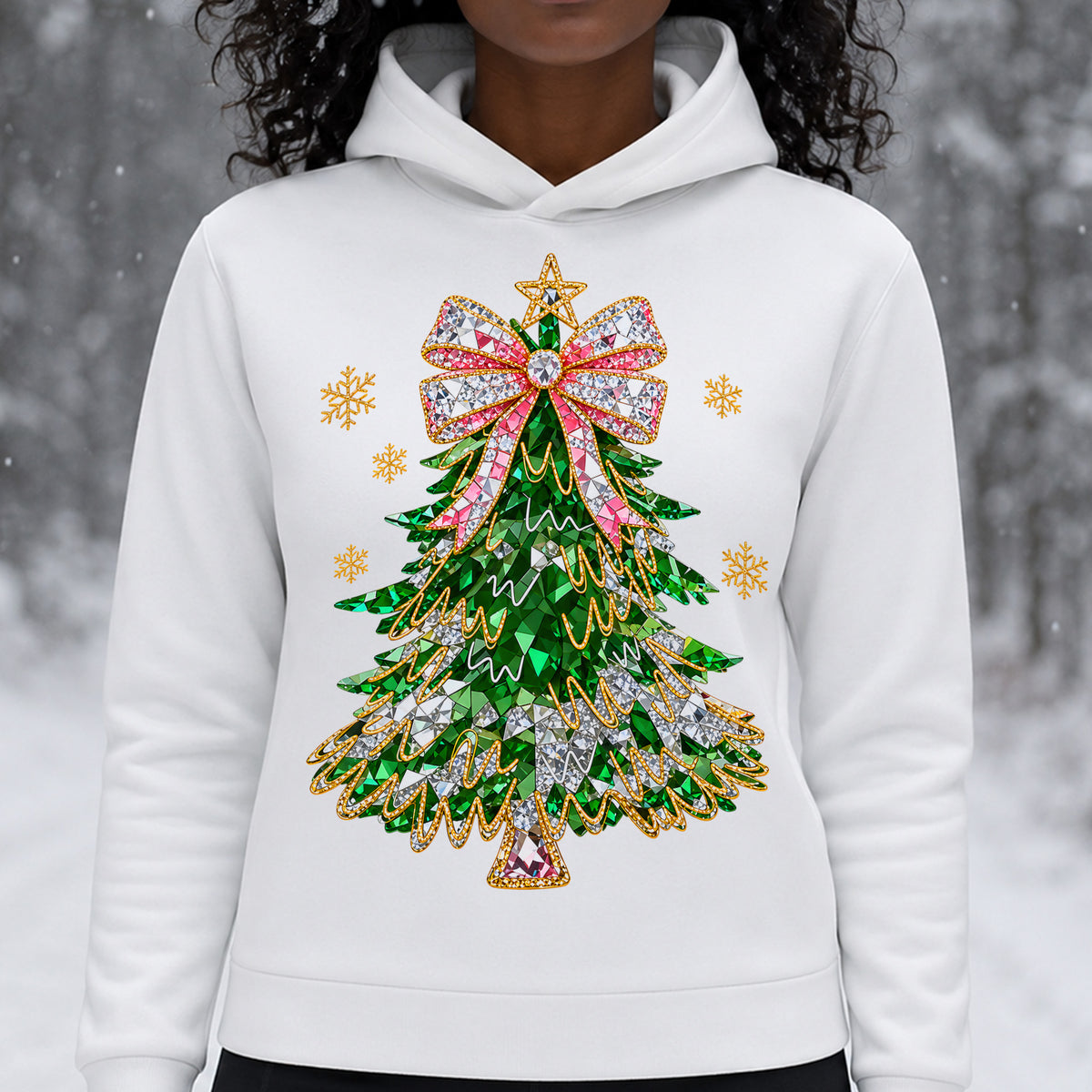 Faux Jeweled Bedazzled Coquette Christmas Tree - DTF Transfer