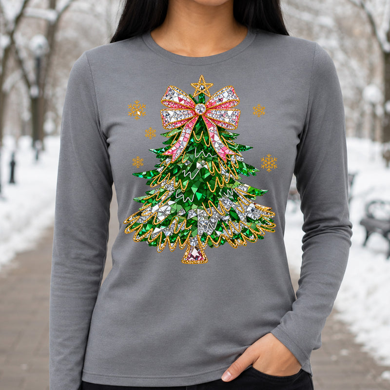 Faux Jeweled Bedazzled Coquette Christmas Tree - DTF Transfer