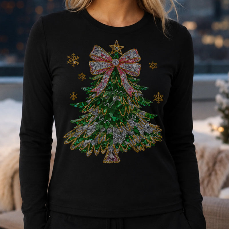 Faux Jeweled Bedazzled Coquette Christmas Tree - DTF Transfer