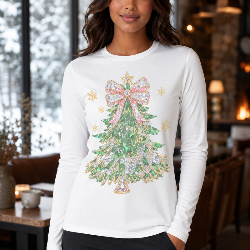 Faux Jeweled Bedazzled Coquette Christmas Tree - DTF Transfer