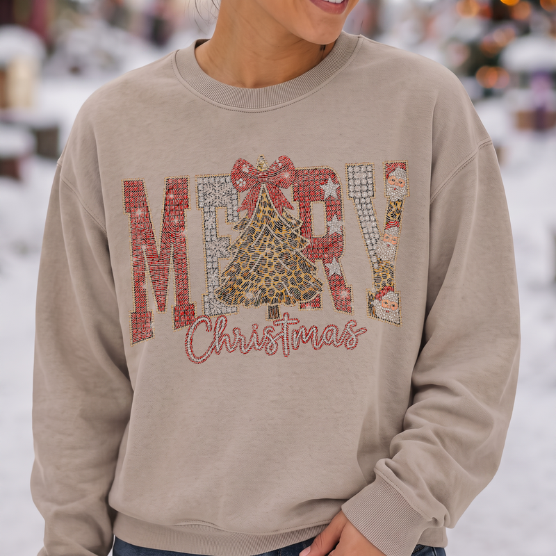 Rhinestone Leopard & Santa Varsity - DTF Transfer