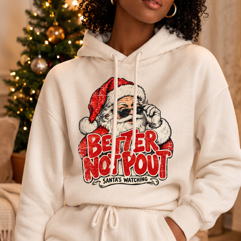 Better Not Pout Cool Vintage Santa Claus - DTF Transfer