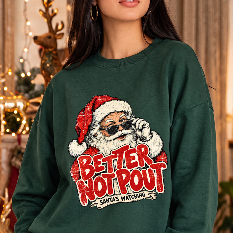 Better Not Pout Cool Vintage Santa Claus - DTF Transfer