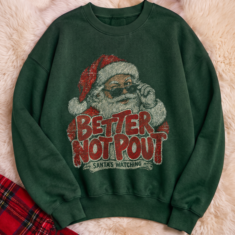 Better Not Pout Cool Vintage Santa Claus - DTF Transfer