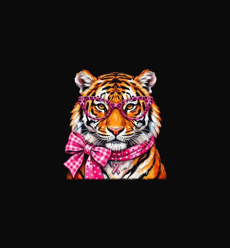 Pink Leopard Glasses & Gingham Bow DTF Transfer