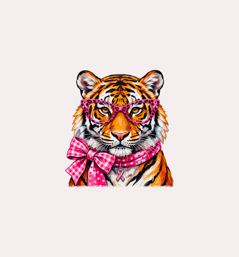 Pink Leopard Glasses & Gingham Bow DTF Transfer