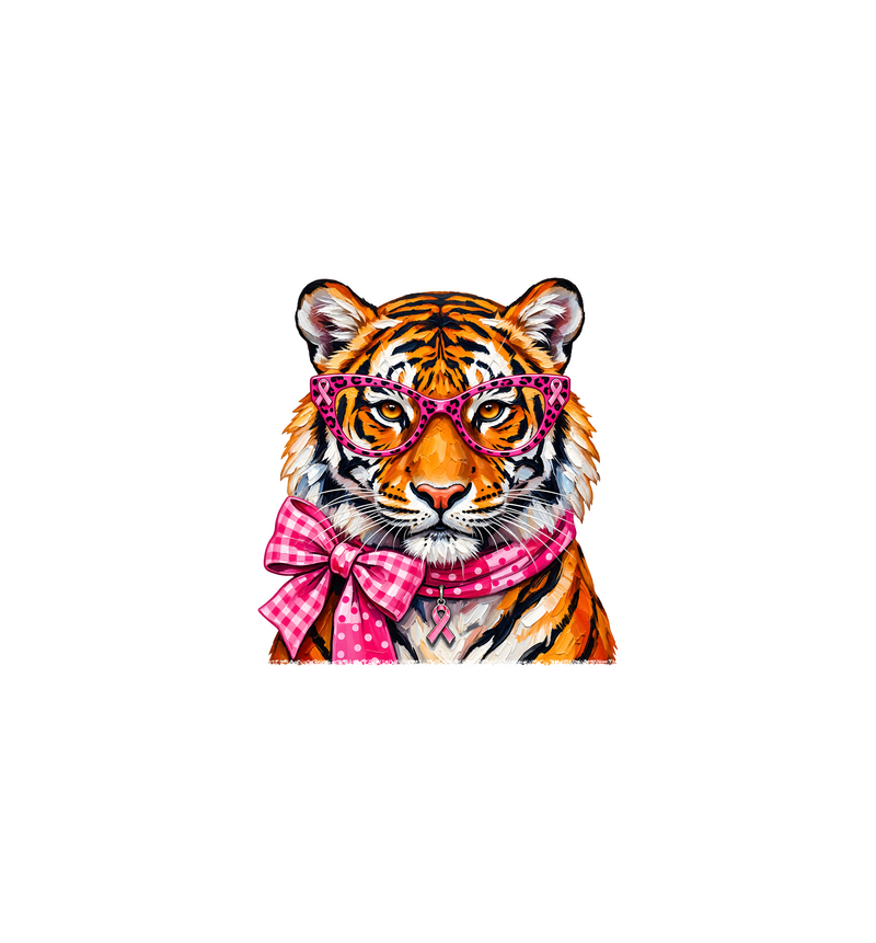 Pink Leopard Glasses & Gingham Bow DTF Transfer