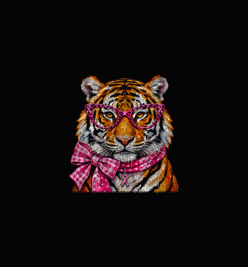 Pink Leopard Glasses & Gingham Bow DTF Transfer