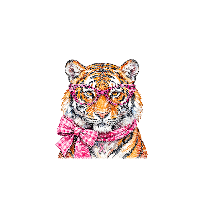 Pink Leopard Glasses & Gingham Bow DTF Transfer