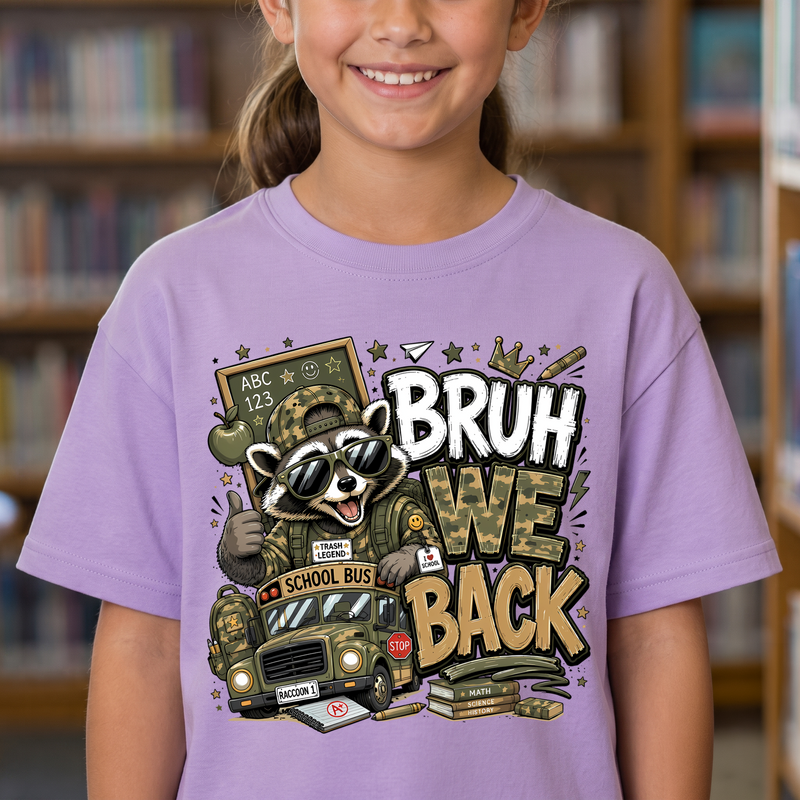 Bruh We Back Raccoon School Bus -DTF Transfer