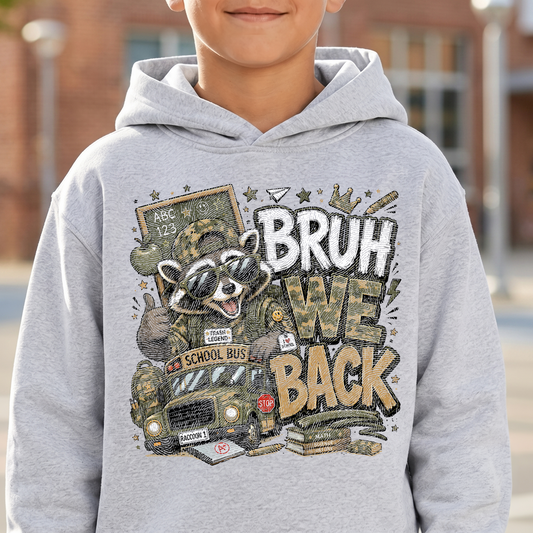 Bruh We Back Raccoon School Bus -DTF Transfer