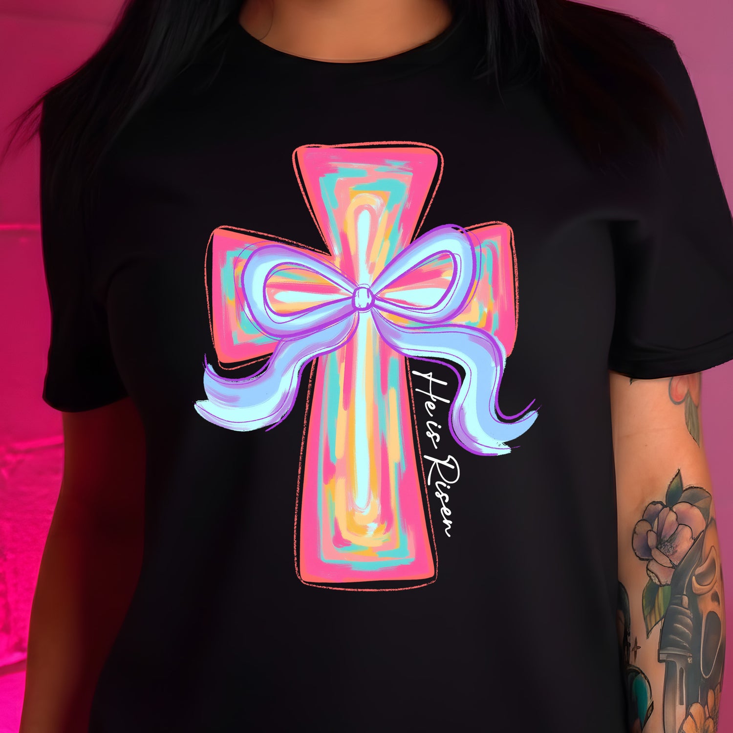 Brushstroke Cross And Bow - DTF Transfer