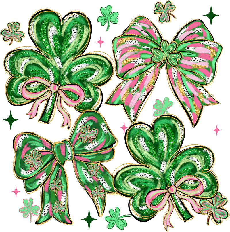 Brush Stroke Clovers And Bows - DTF Transfer