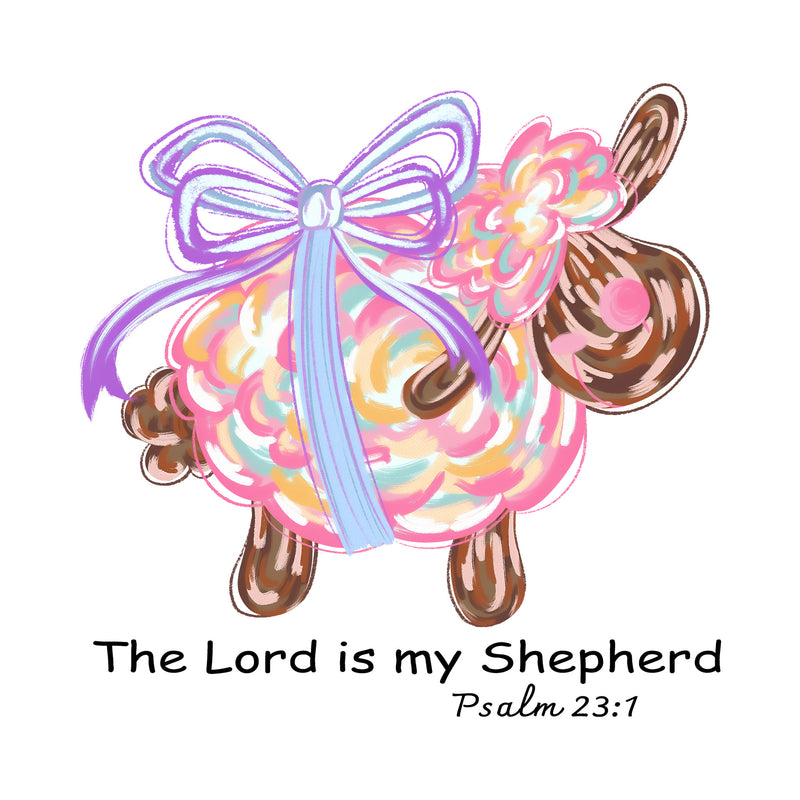 Brushstroke Lord Is My Shepherd Lamb - DTF Transfer