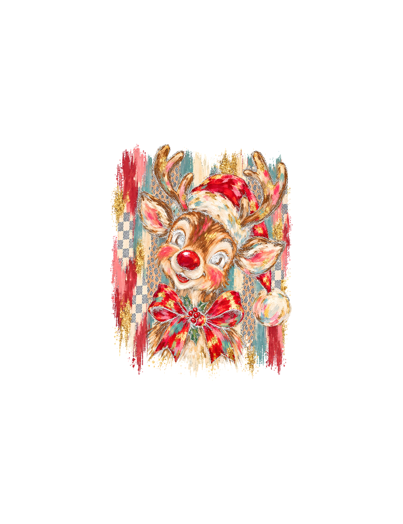 Artistic Brushstrokes Reindeer Glam Vintage Christmas - DTF Transfer