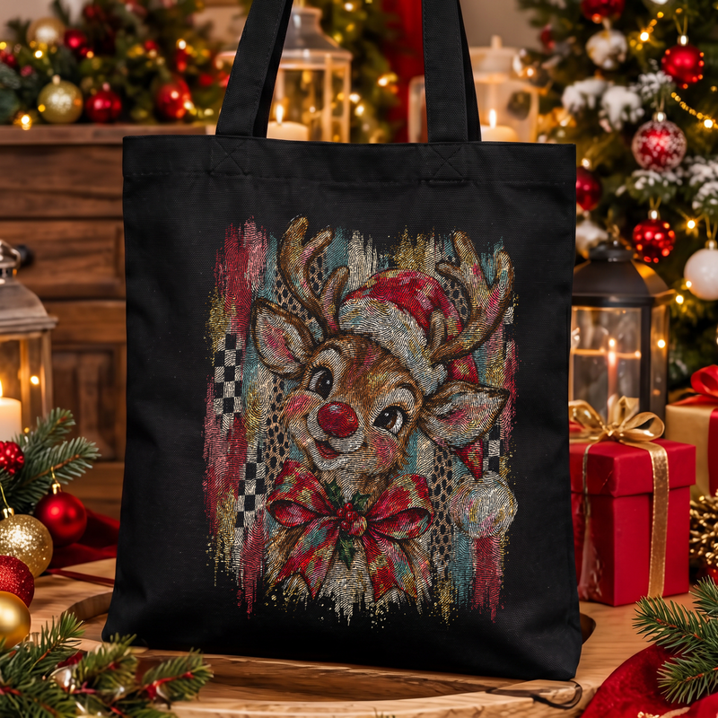 Artistic Brushstrokes Reindeer Glam Vintage Christmas - DTF Transfer