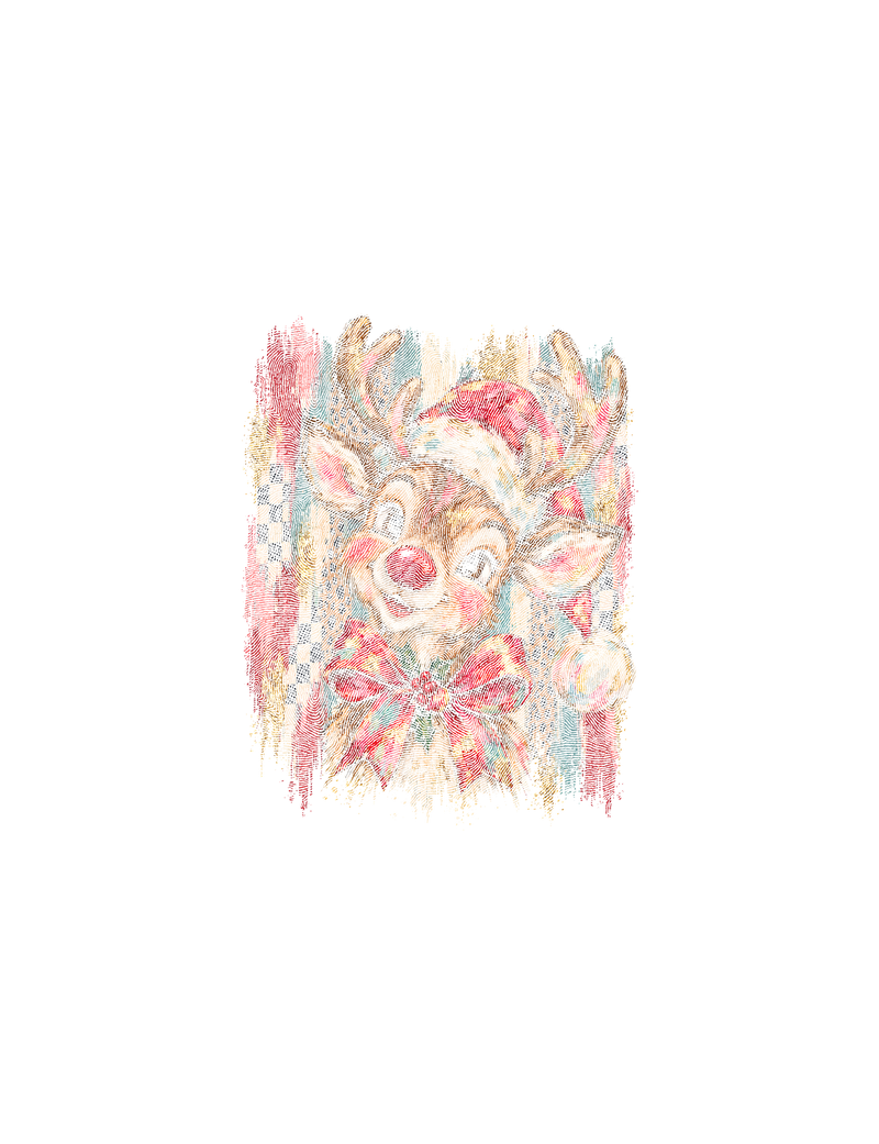 Artistic Brushstrokes Reindeer Glam Vintage Christmas - DTF Transfer