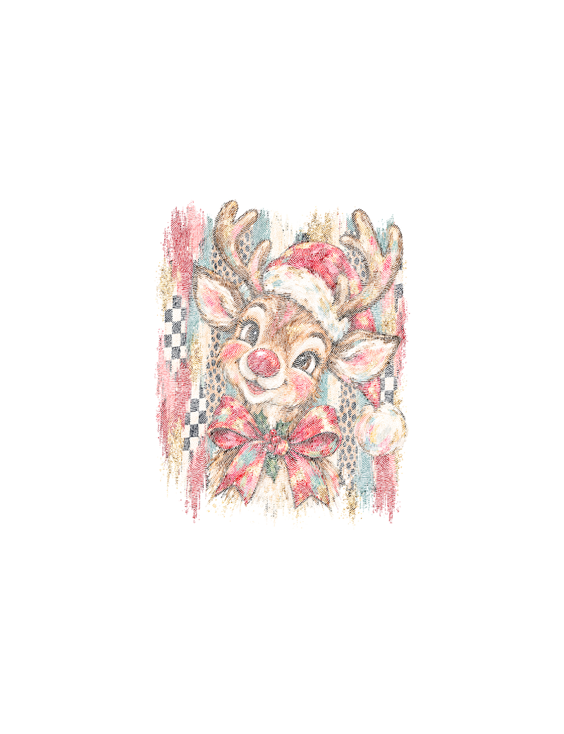 Artistic Brushstrokes Reindeer Glam Vintage Christmas - DTF Transfer