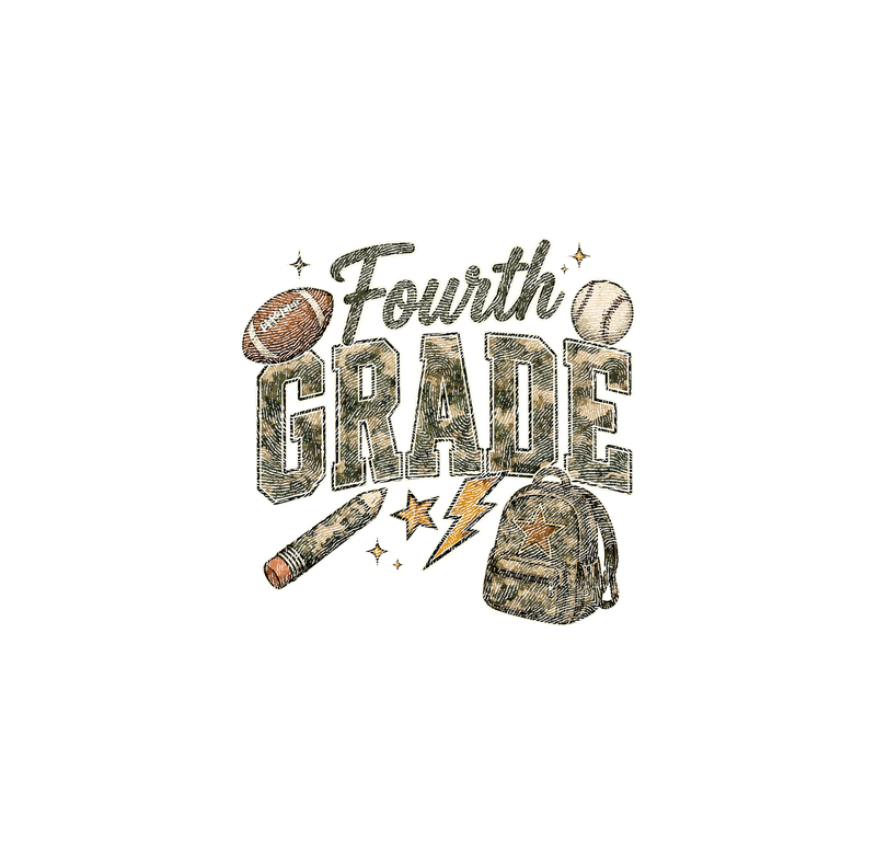 Camo Fourth Grade Back-to-School Sports - DTF Transfer